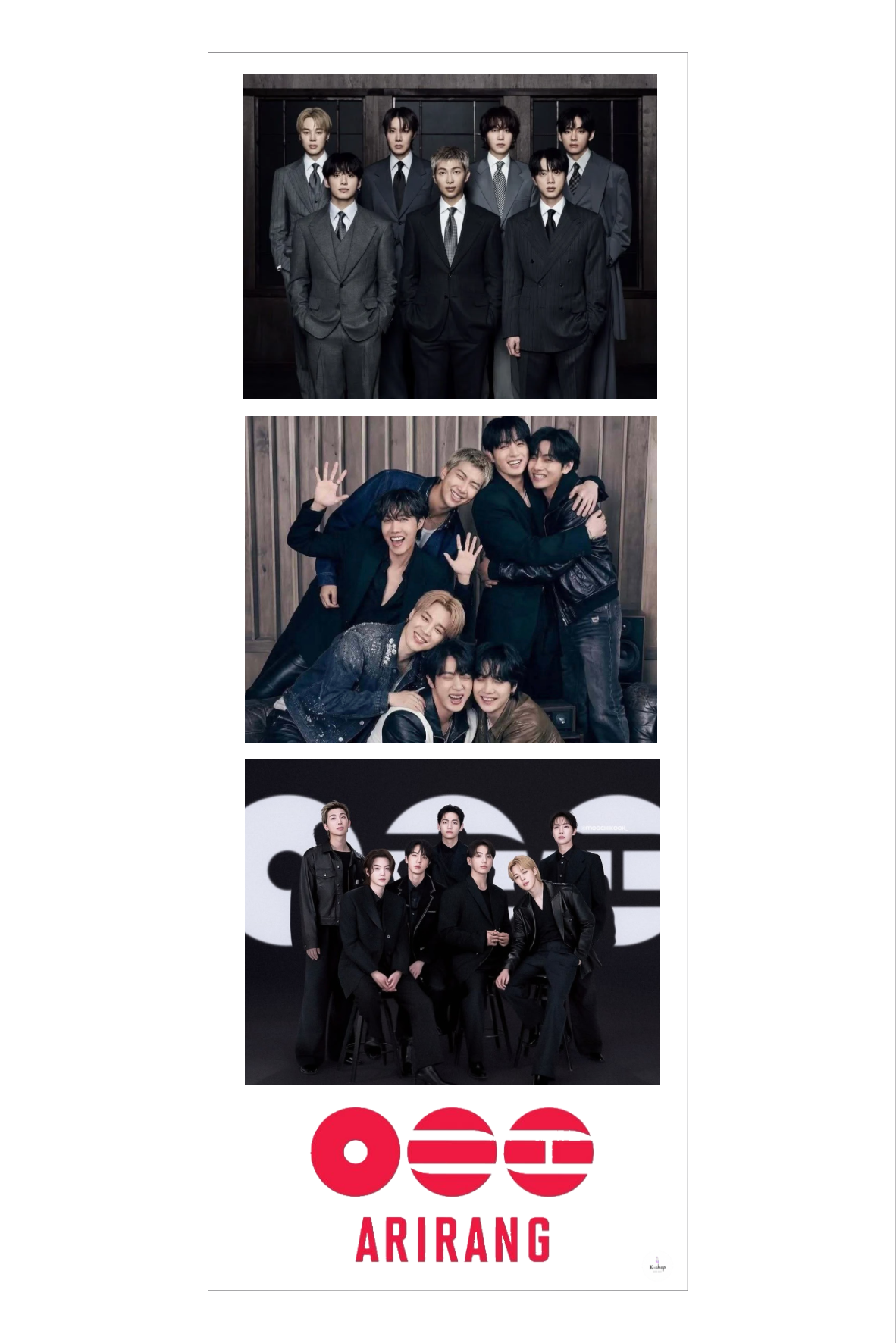 Polaroïd groupe BTS ARIRANG